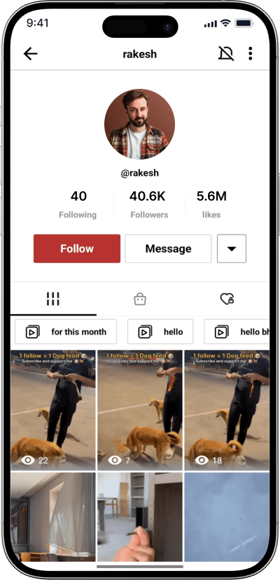 TikTok clone user profile screen
