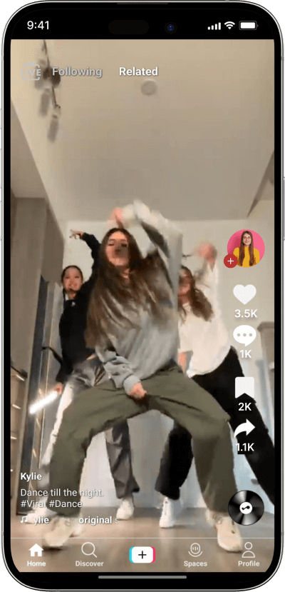 TikTok clone video screen