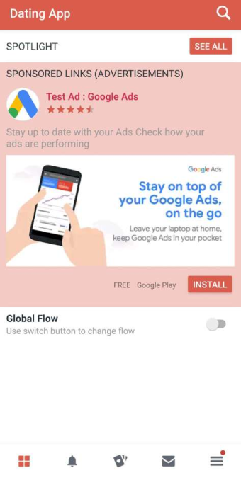 Tinder clone home screen