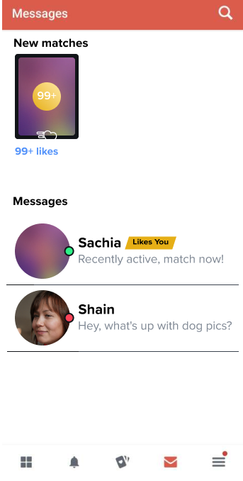 Tinder clone messages screen