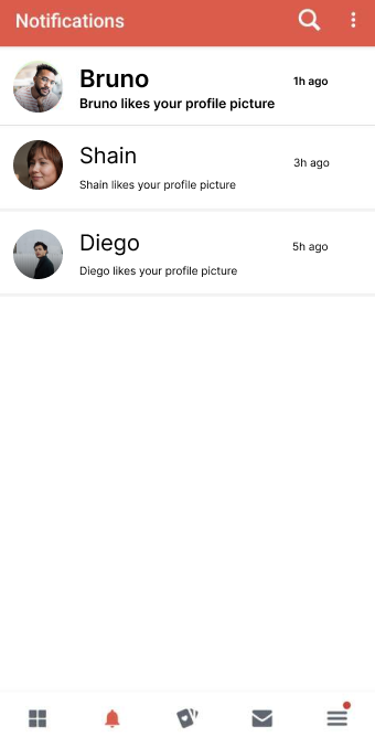 Tinder clone notifications screen