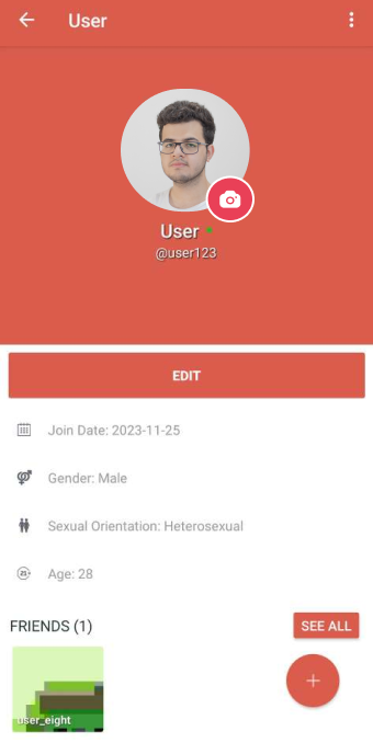 Tinder clone profile management screen
