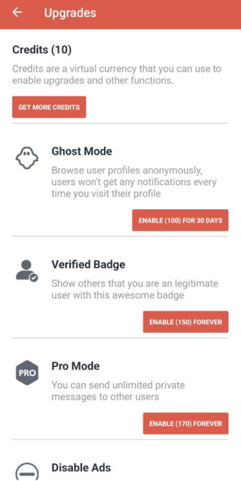 Tinder clone profile upgrades