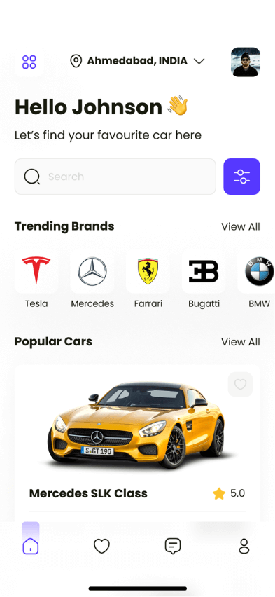 Turo clone home screen