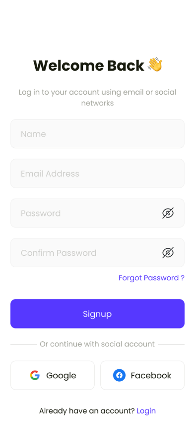 Turo clone signup screen
