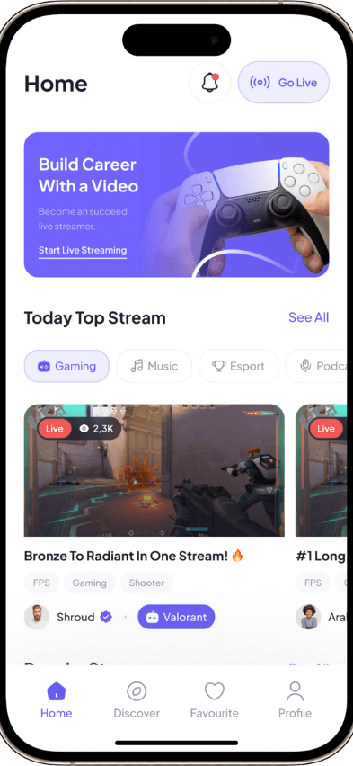 Twitch Clone home screen