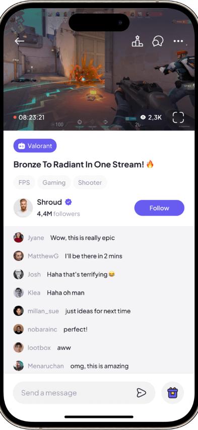 Twitch Clone livestream screen