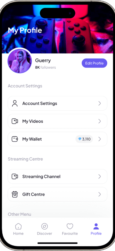 Twitch Clone my profile screen