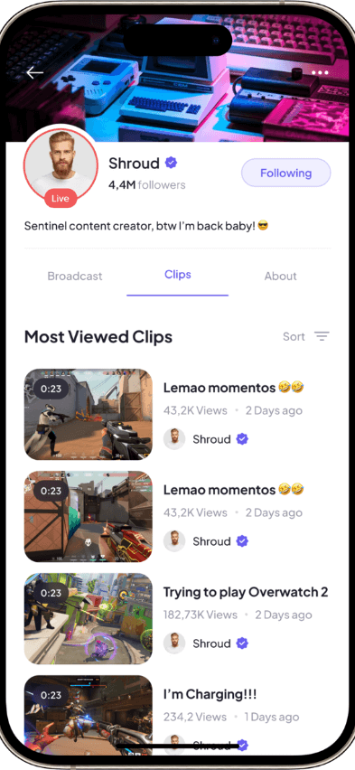 Twitch Clone profile screen