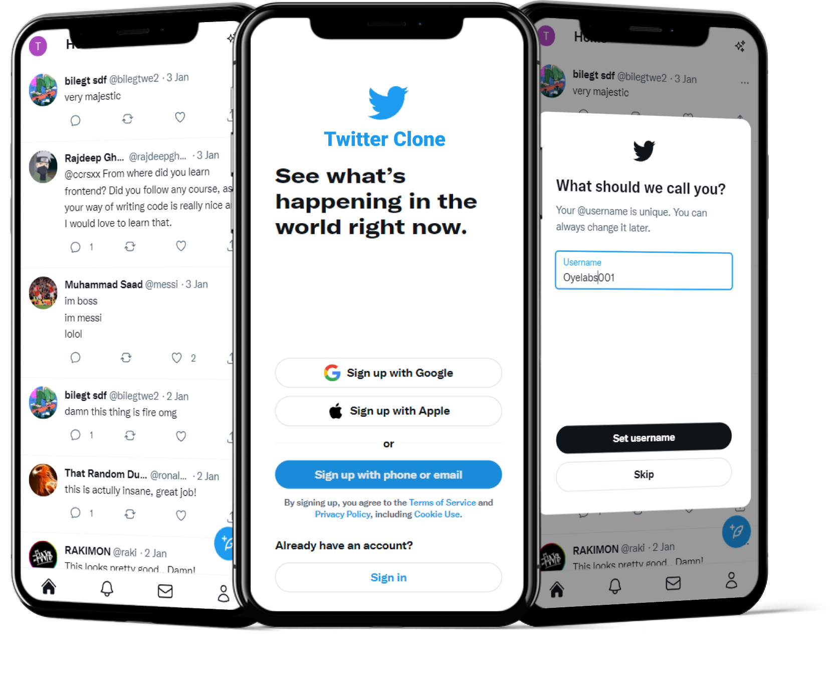 Twitter clone by Oyelabs