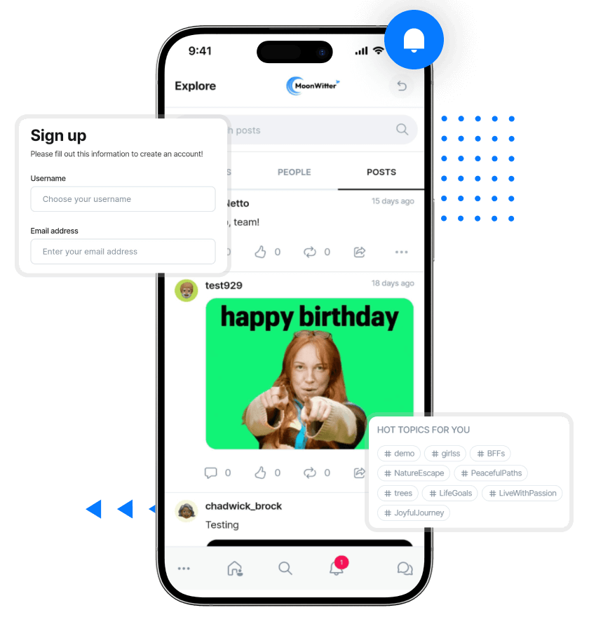 Twitter clone User app features