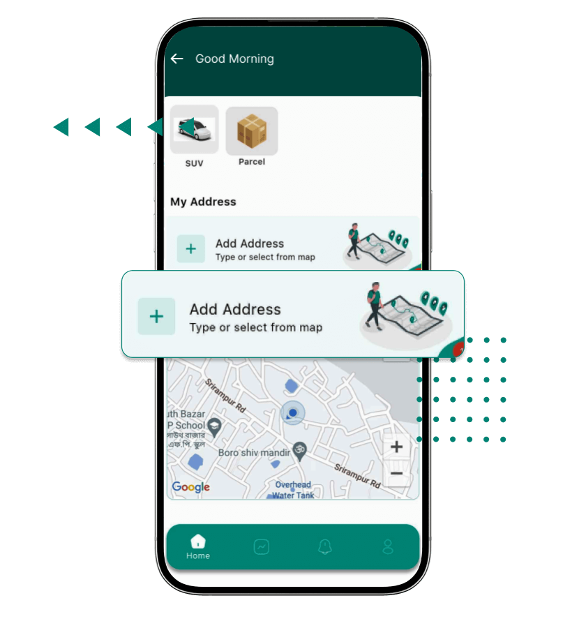 Uber clone detailed address feature