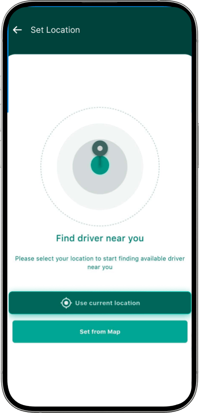 Uber clone finding nearby drivers screen