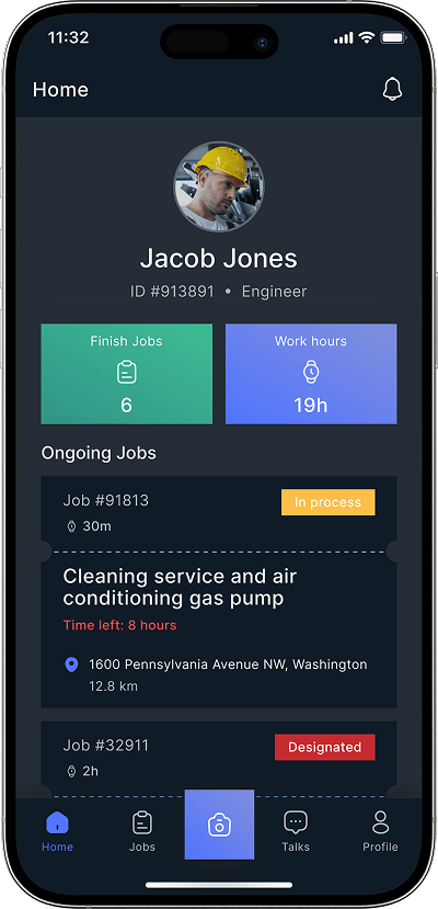 Uber for mechanics home screen