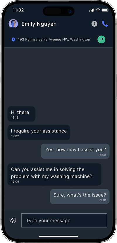 Uber for mechanics in-app messages screen