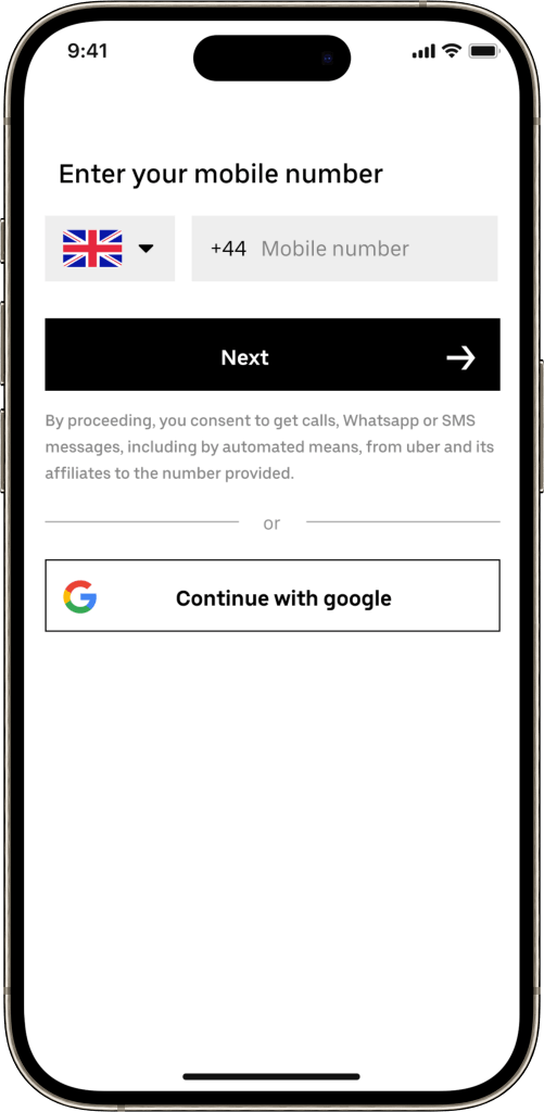 Ubereats clone Login Screen
