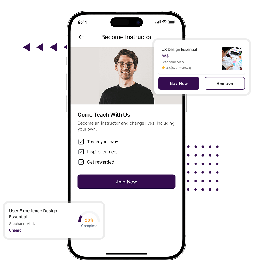 Udemy clone become an instructor and course overview features