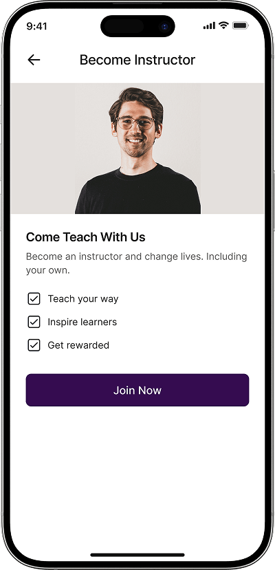 Udemy clone become instructor screen