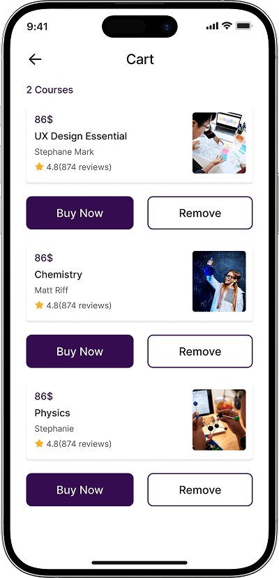 Udemy clone cart screen