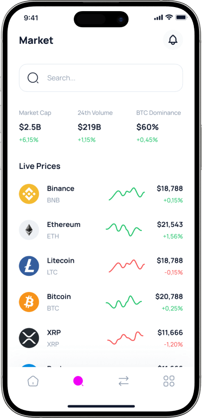 Uniswap clone market insight screen