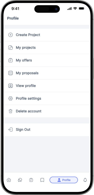 Upwork clone my profile screen