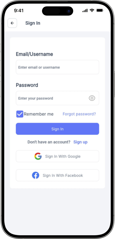 Upwork clone sign in screen