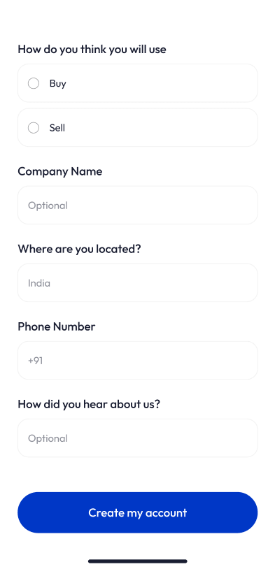 User account deatils screen
