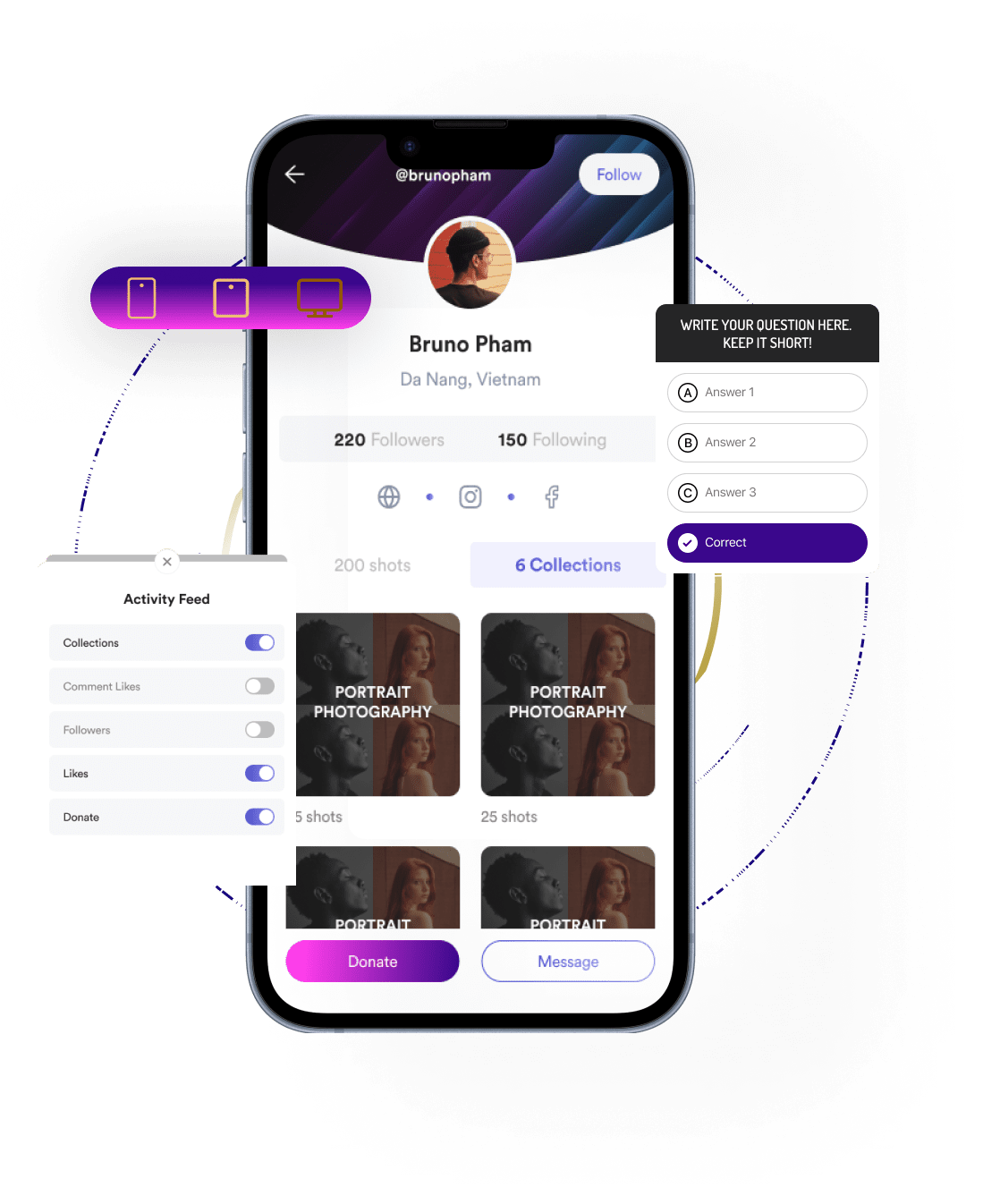 User Profile and activity screen