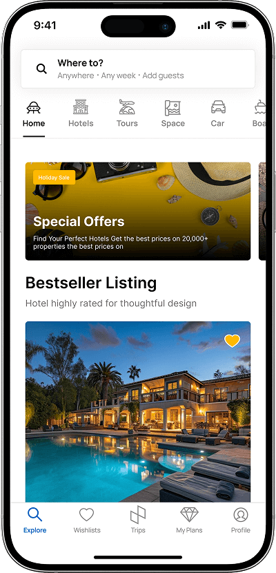 Vacation rental script home screen