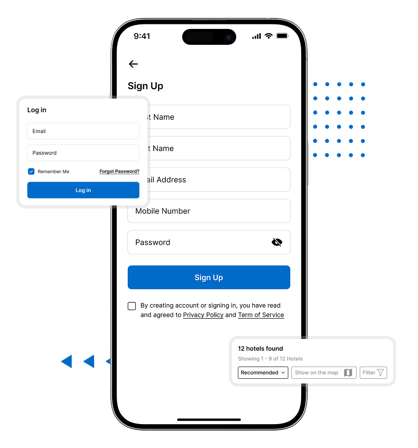 Vacation rental script sign up and login feature