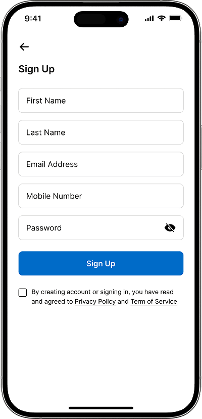 Vacation rental script sign up screen