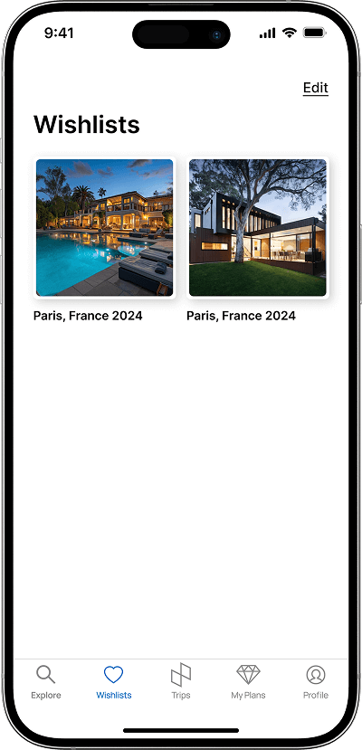 Vacation rental script wishlist screen