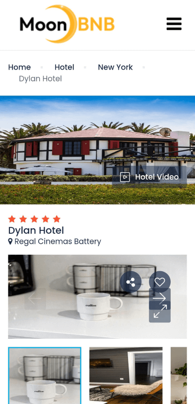 vacational property listing screen