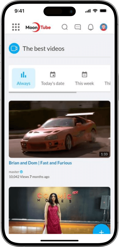 Youtube clone the best videos screen