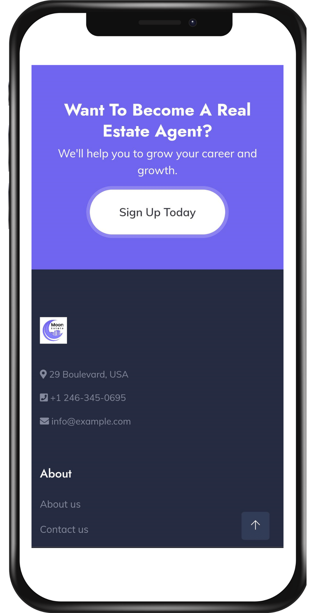 Zillow clone sign up screen