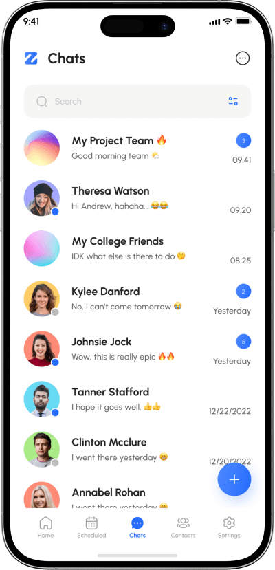 Zoom clone chats screen