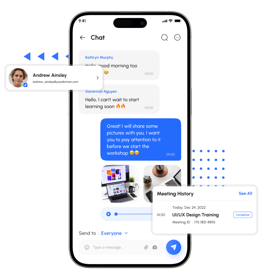 Zoom clone in-app chat and meeting schedule feature