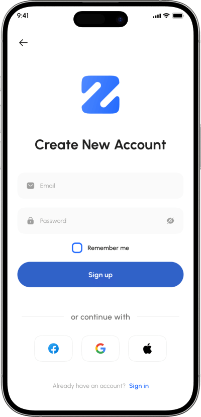 Zoom clone login screen