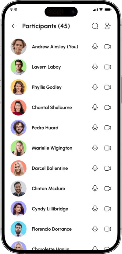 Zoom clone meeting participants screen
