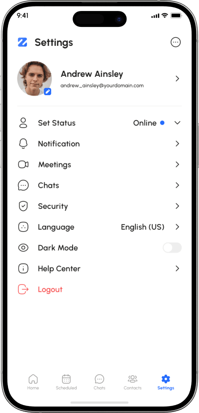 Zoom clone user profile screen